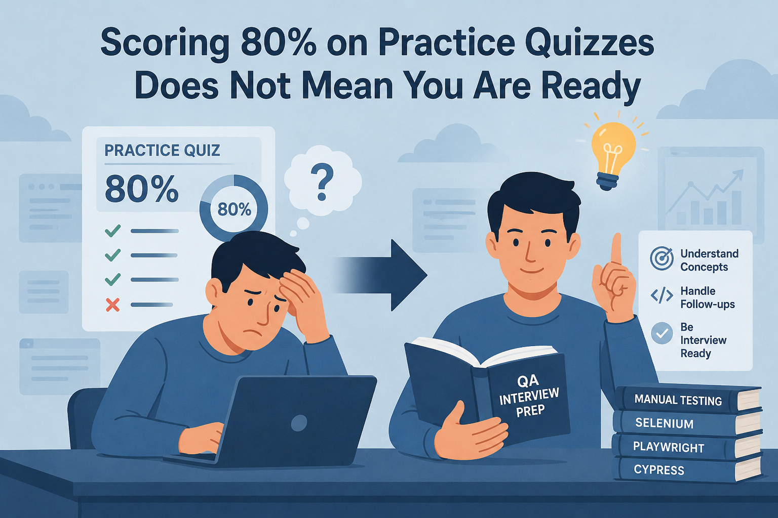 Scoring 80% on Practice Quizzes Does Not Mean You Are Ready
